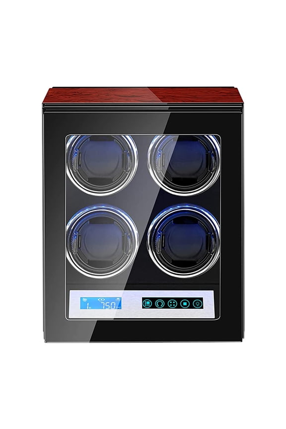 Watch Winder with Quiet Japanese Mabuchi Motor,Microfiber Leather with LCD Touch Screen(Black+red)