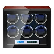 JQUEEN Watch Winder with Quiet Japanese Mabuchi Motor,Microfiber Leather with LCD Touch ScreenBlack+red
