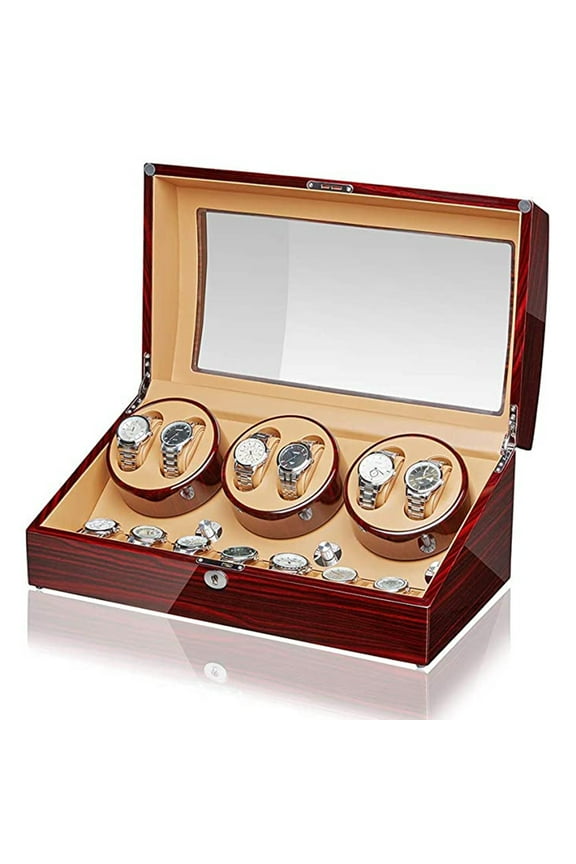 Watch Winders for Automatic Watches, Watch Winder Box with Flexible Watch Pillow, Luxury Wooden Watch Winder Storage Case, Quiet Motor