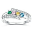 thumbnail image 1 of JQUEEN Women's Personalized 925 Sterling Silver Mothers Ring with 4 Simulated Birthstone Promise Rings Customized Engagement Rings for Women Size 5-12, 1 of 5