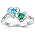 thumbnail image 1 of JQUEEN Women's Personalized 925 Sterling Silver Mothers Rings 2 Simulated Birthstones Customized Name Rings for Couple Band Size 5-12, 1 of 5