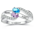 thumbnail image 1 of JQUEEN Women's Personalized 925 Sterling Silver Promise Birthstones Ring Wedding Eternity FriendshipBands Customised with 2 Engraved Names, 1 of 5