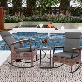ORALNER Patio Reclining Swivel Wicker Chair, Outdoor Rattan Chaise Lounge Recliner With
