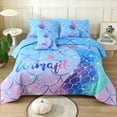 thumbnail image 1 of OKKEEY Mermaid Tail Comforter Set Twin Size for Girls Kids, 6 Pcs Glitter Blue Bed in a Bag Bedding Set with Sheet, Sparkle Bedroom Decor Gift for Teens, 1 of 10