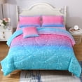 thumbnail image 1 of OKKEEY Glitter Theme Comforter Set for Teens Girls Kids, Full Size 6 Pcs Gradient Blue Pink Bed in a Bag, Colorful Rainbow Bedding Sets Gift, 1 of 10