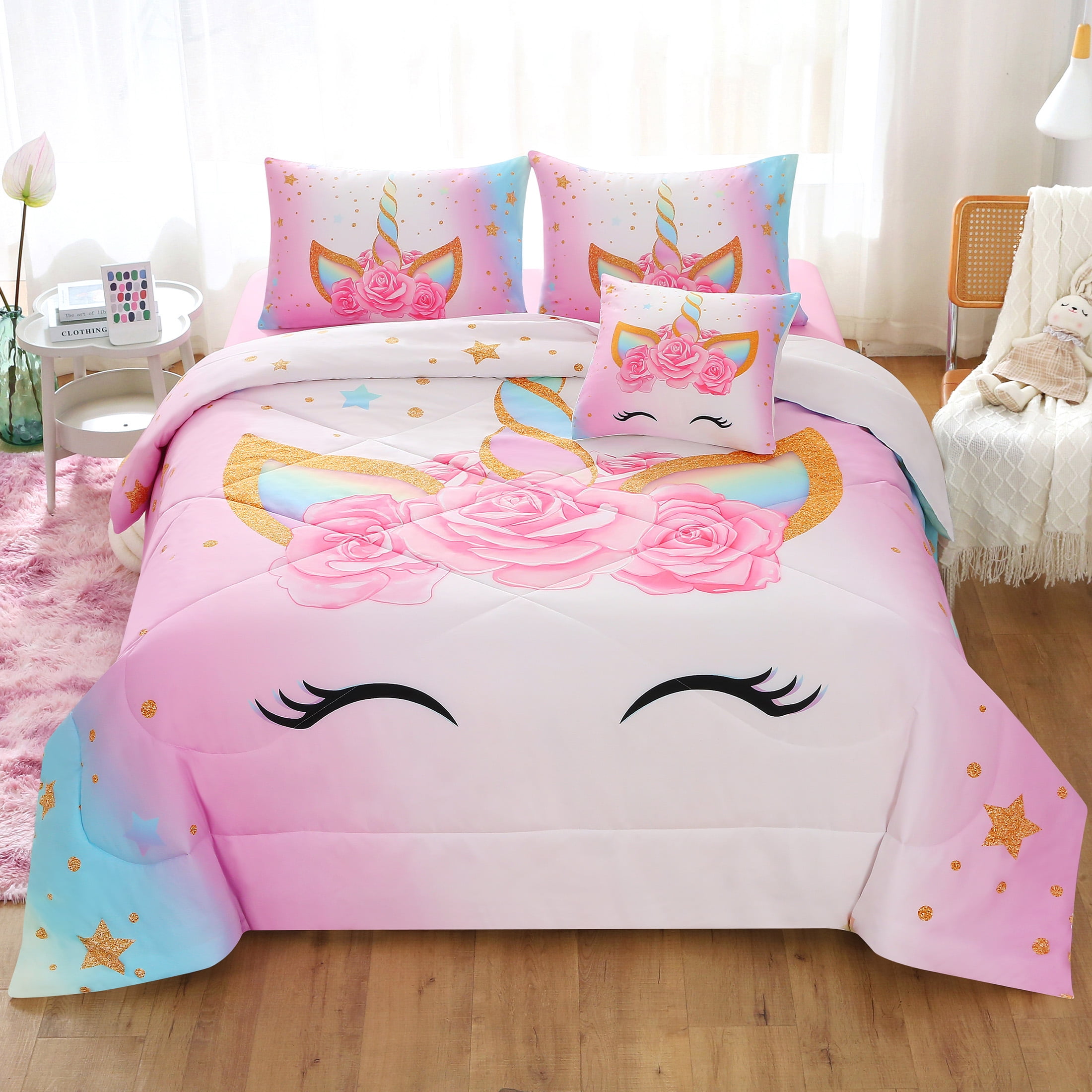 "OKKEEY Unicorn Twin Bedding Set, 6-Piece, Soft Microfiber, Durable ...