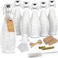 JR 6 Pack 17oz Textured Clear Glass Bottles with Airtight Lid Swing