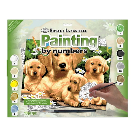 Royal & Langnickel Painting by numbers 13pc Golden Retriever Puppies Painting Project