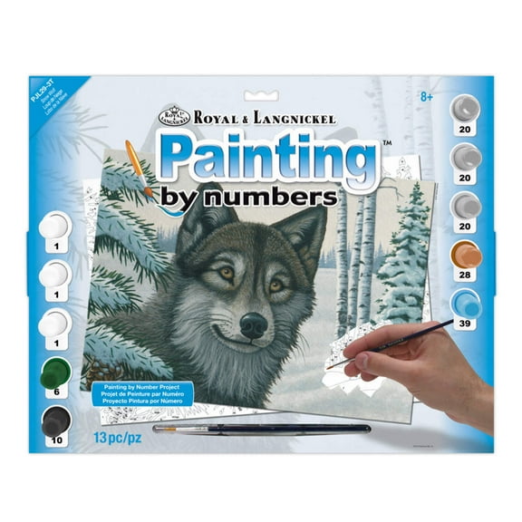Royal & Langnickel Painting by numbers 13pc Snow Wolf Painting Project