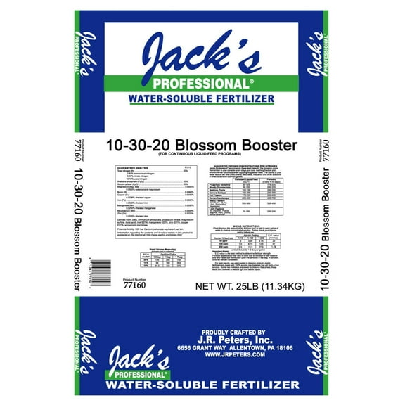 JR Peters (#77160) Jack's Professional Blossom Booster 10-30-20 Fertilizer, 25#