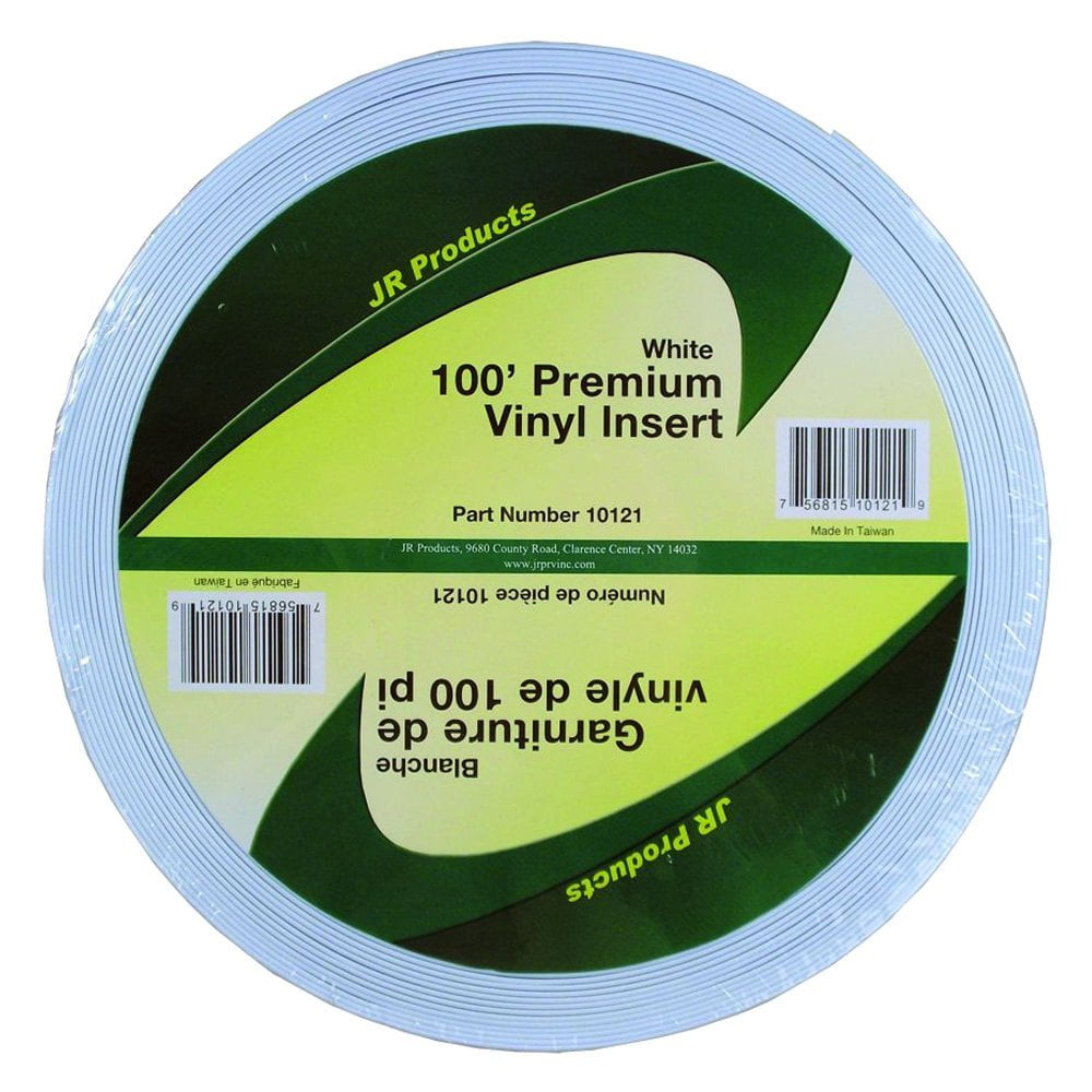 JR Products 10121 Premium Vinyl Insert White, 1" x 100'