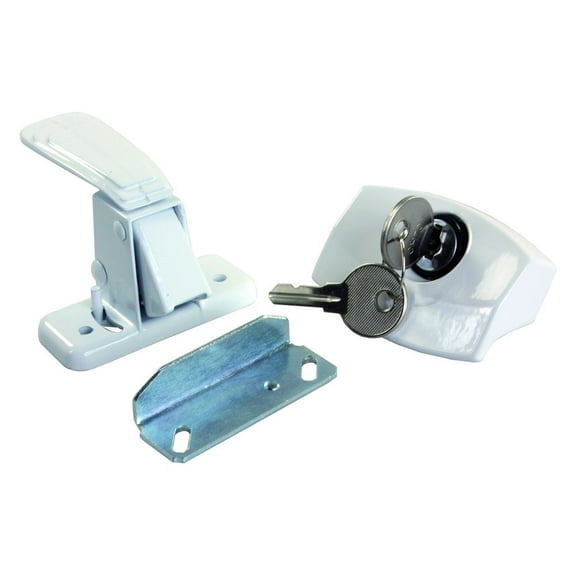 JR Products 11685 - White Die Cast Steel Locking Door Latch