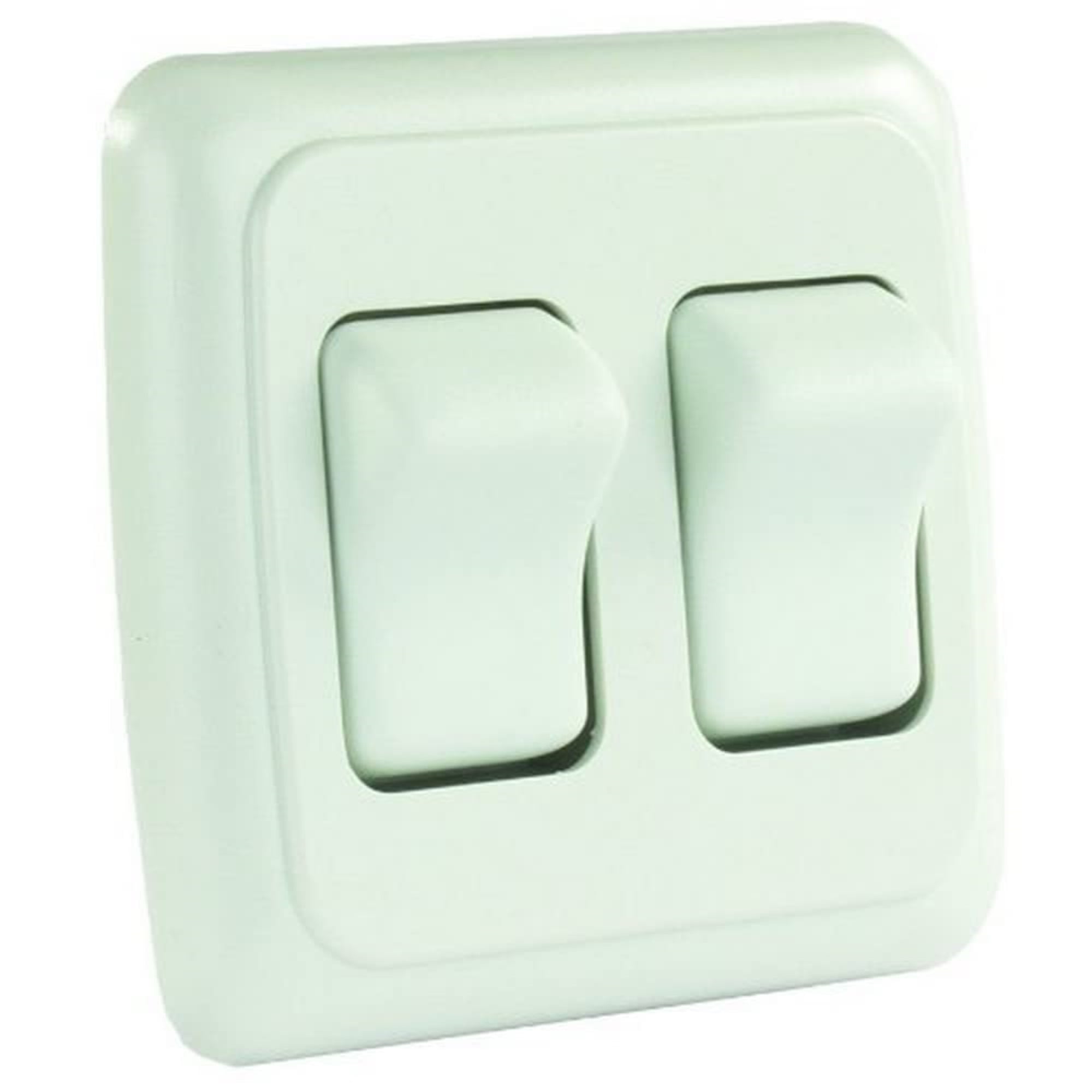 JR Products 12015 On/Off Switch with Bezel - Double Switch, White ...