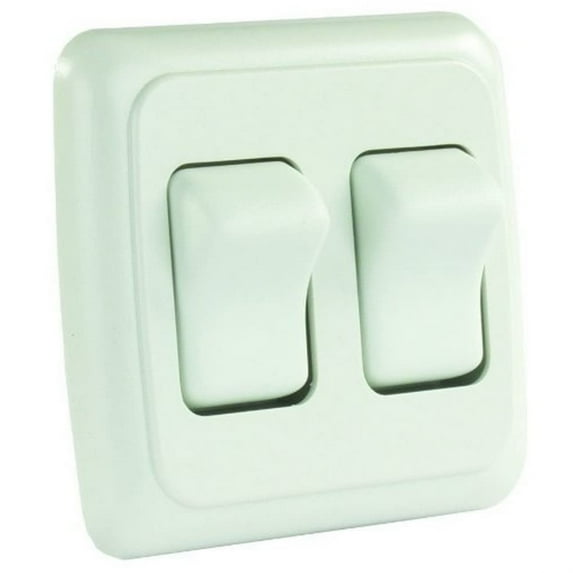 JR Products 12015 On/Off Switch with Bezel - Double Switch, White