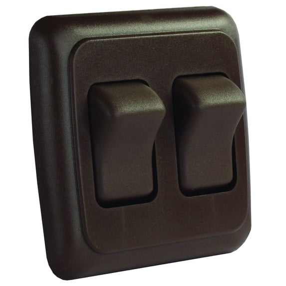 JR Products 12145 - Double SPST On/Off Brown Lighting Switch