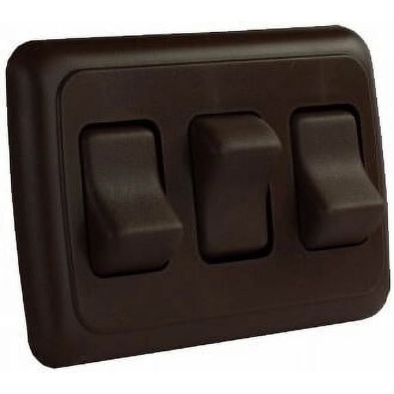 JR Products 12155 Multi-Purpose Single Rocker Triple Switch - Brown