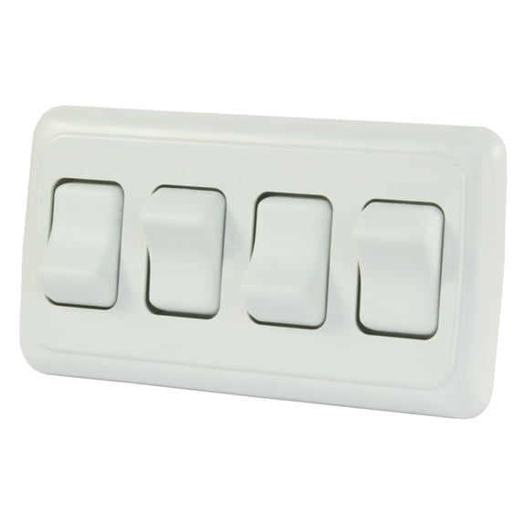 JR Products 12331 On/Off Switch with Bezel - Quad Switch, White