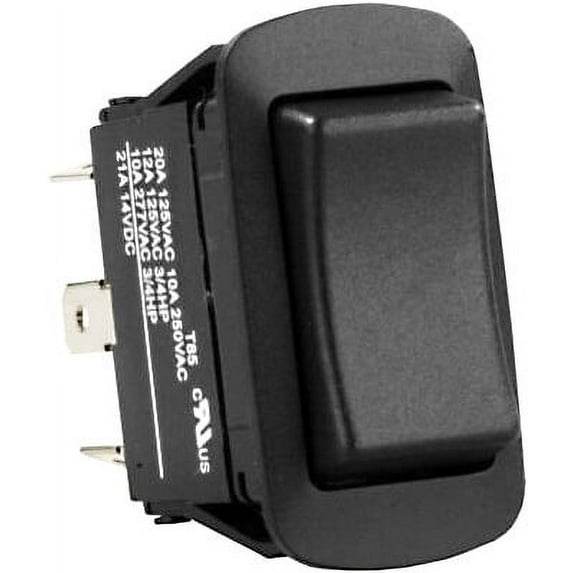 JR Products 13845 Multi-Purpose Single Rocker Mom-On/Off/Mom-On Switch - Black