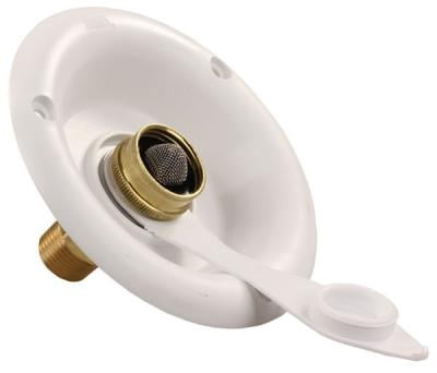JR Products 321-B-26-A City Water Dish with Brass Check Valve - Polar White