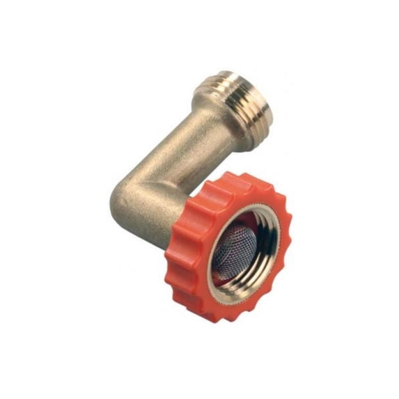 JR Products 62235 Hose Saver – 90° Brass Fresh Water Hose End Protector – Prevents Crimping