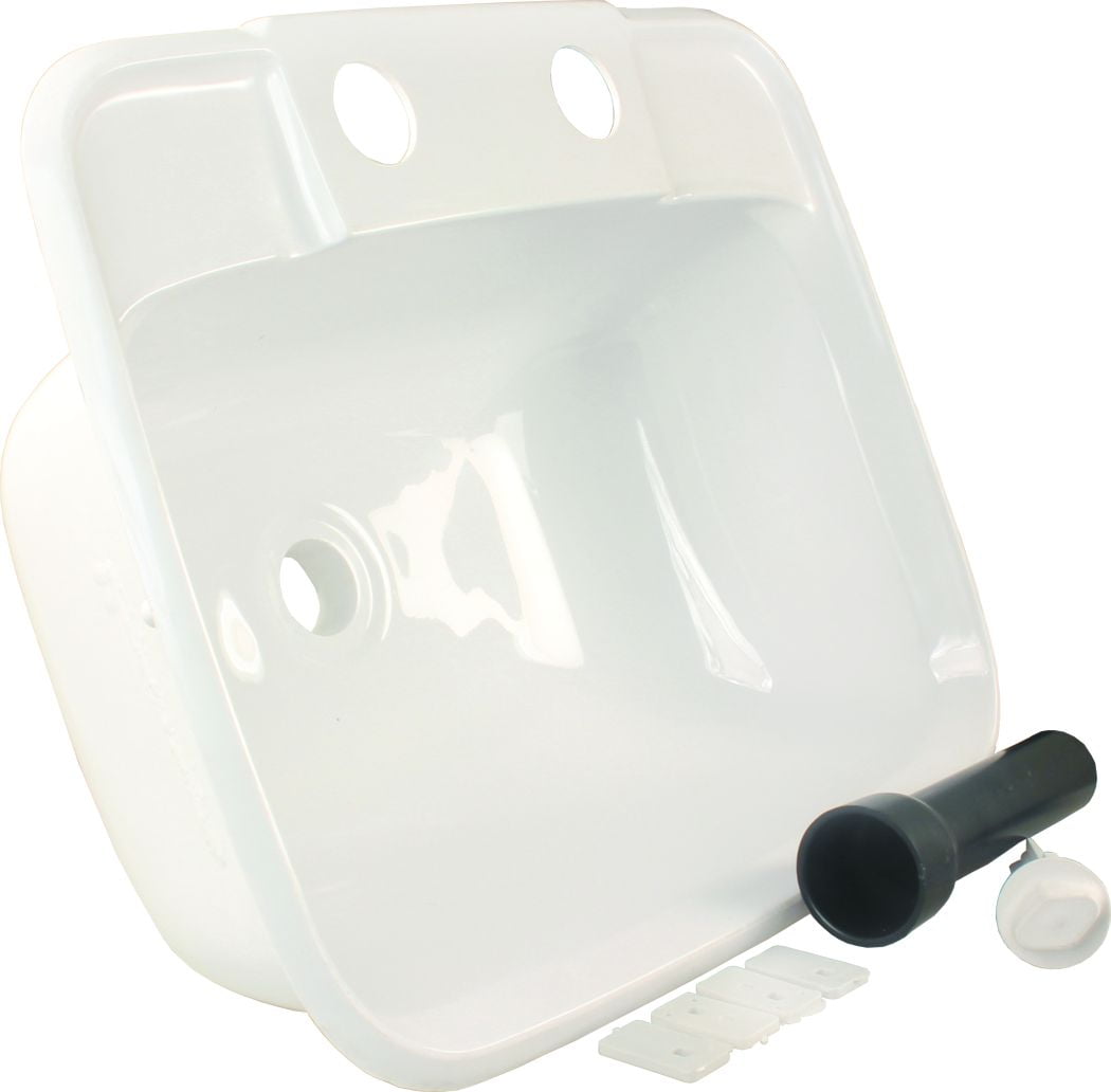 White Rectangular Molded Lavatory Sink with Drain