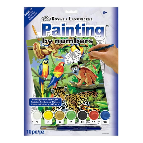 Royal & Langnickel Painting by numbers 10pc Jungle Scene Painting Project
