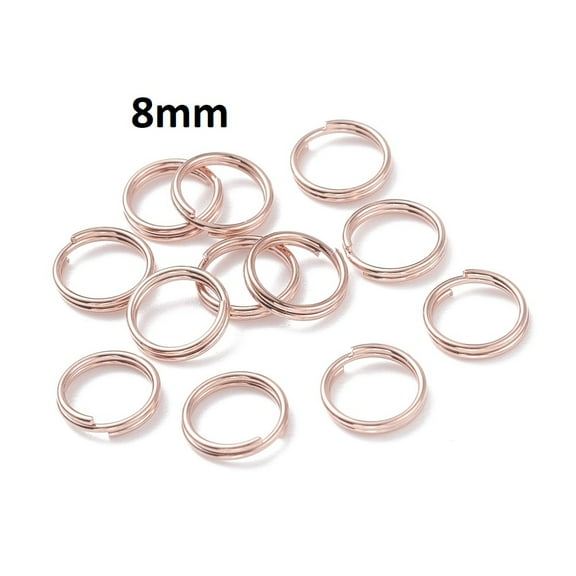 JR0002 - 50 pcs Double Rings - 304 Stainless Steel Rose Gold Split Jump Rings - 8mm - Tarnish Resistant! Thickness: 1.5mm