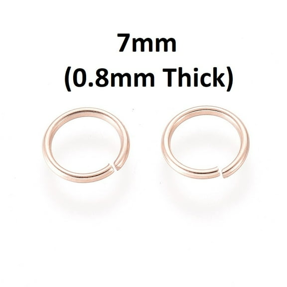 JR0011 - 50 pcs 304 Stainless Steel Rose Gold Open Jump Rings 7mm - 20 Gauge (0.8mm Thick) - Tarnish Resistant!