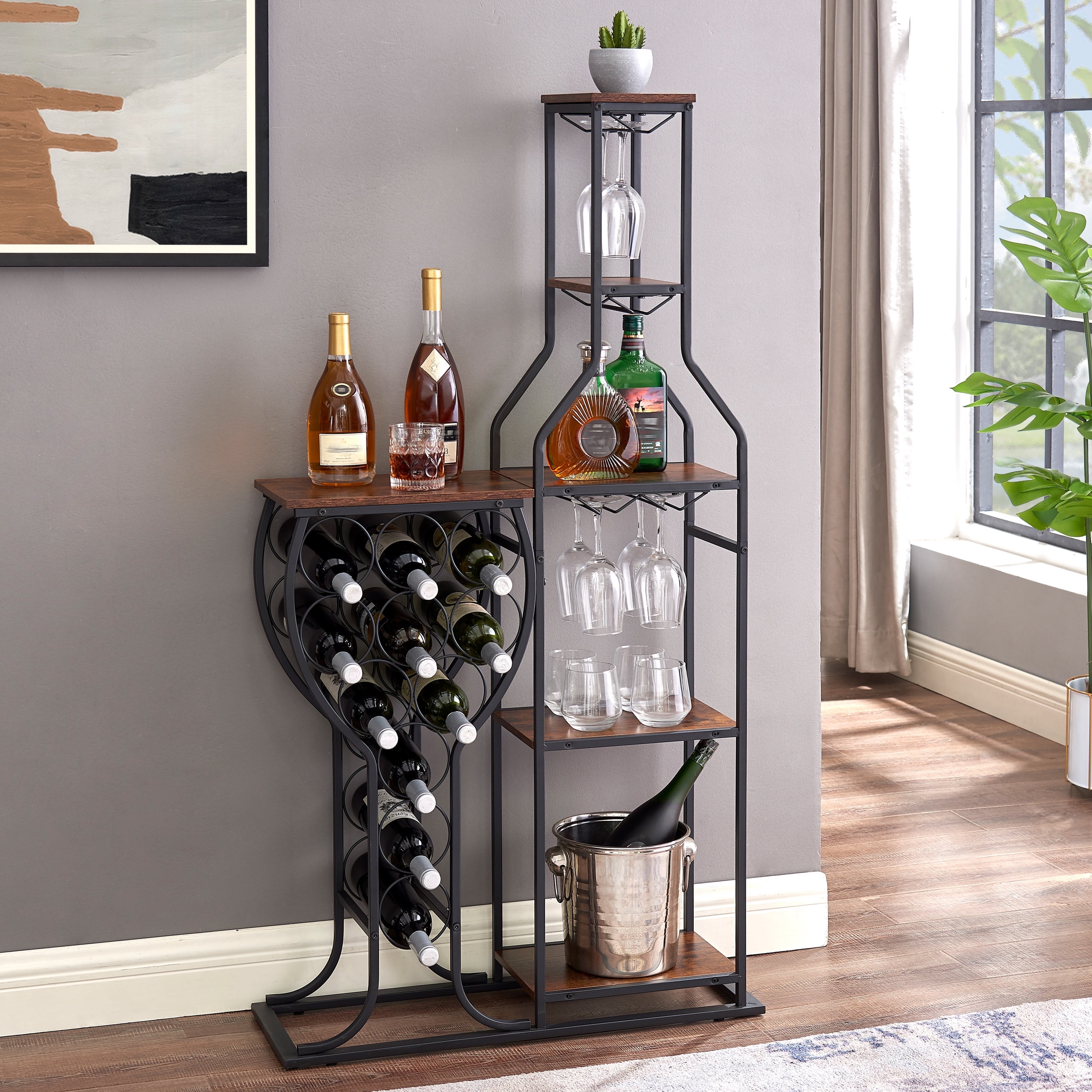 JRHRXXY 11-Bottle Wine Rack Stand, Vintage Wire Design