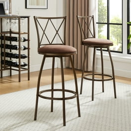 Mainstays Indoor Counter Height Backless Saddle Wood Stool Set of 2 In Black. Walmart