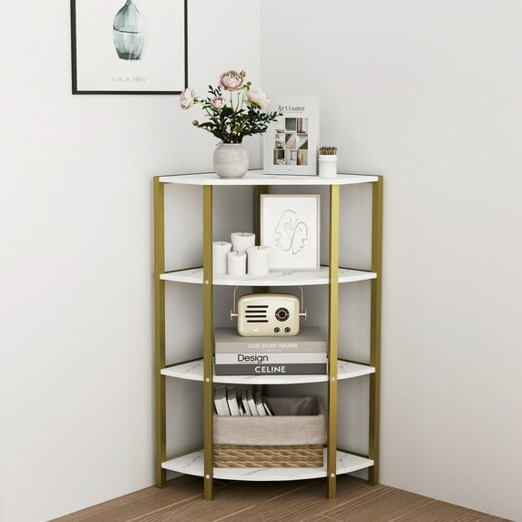 JRHRXXY 4-Tier Corner Shelf,Bookshelf,Plant Stand,Display Storage Rack for Small Space,Home Office