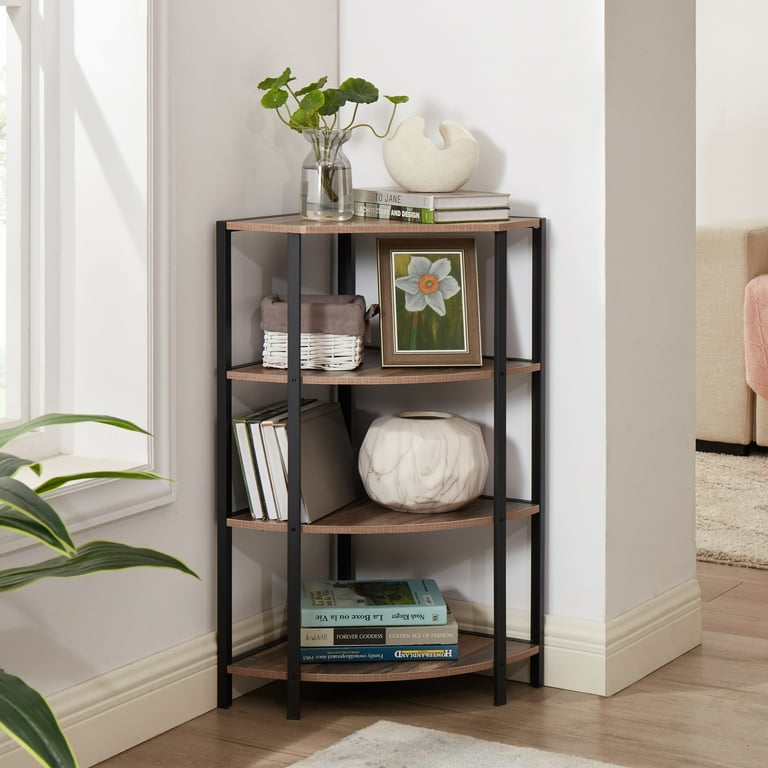 Jrhrxxy 4 Tier Corner Shelf Multipurpose Display Storage Stand for Kitchen Home Office Small Space