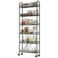thumbnail image 1 of JRHRXXY 6 Tier Storage Cart,Metal Kitchen Rolling Cart with Lockable Wheels & Baskets,6" Slim Storage Shelf for Kitchen,Bathroom,Laundry,Small Space, 1 of 10