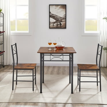 JRHRXXY Dining Set Modern Collection 3 Piece Iron Wood Dining Furniture Set