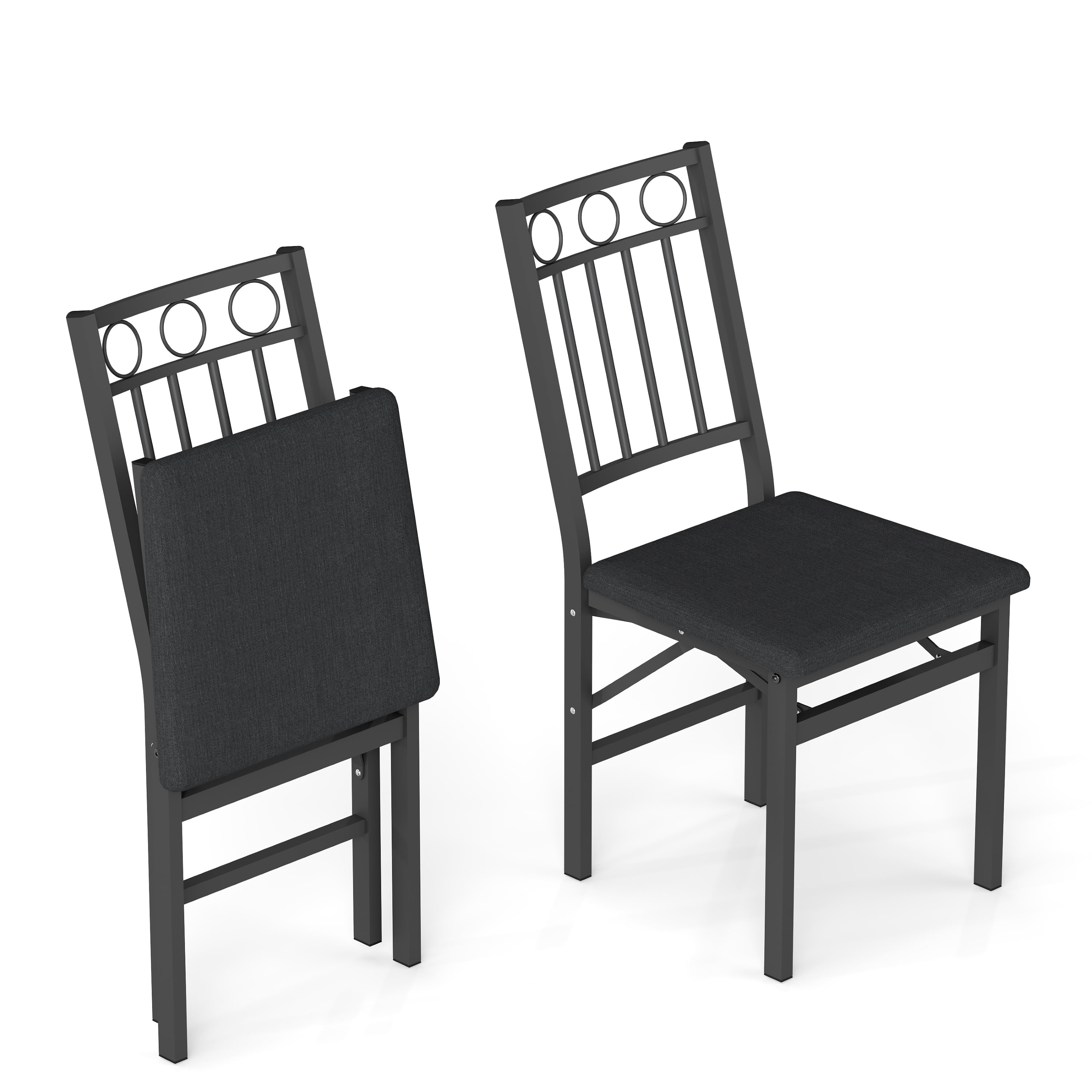 JRHRXXY Folding Dining Chair Set of 2,Foldable Kitchen Chairs with Padded Seat & Metal Frame,No Assembly