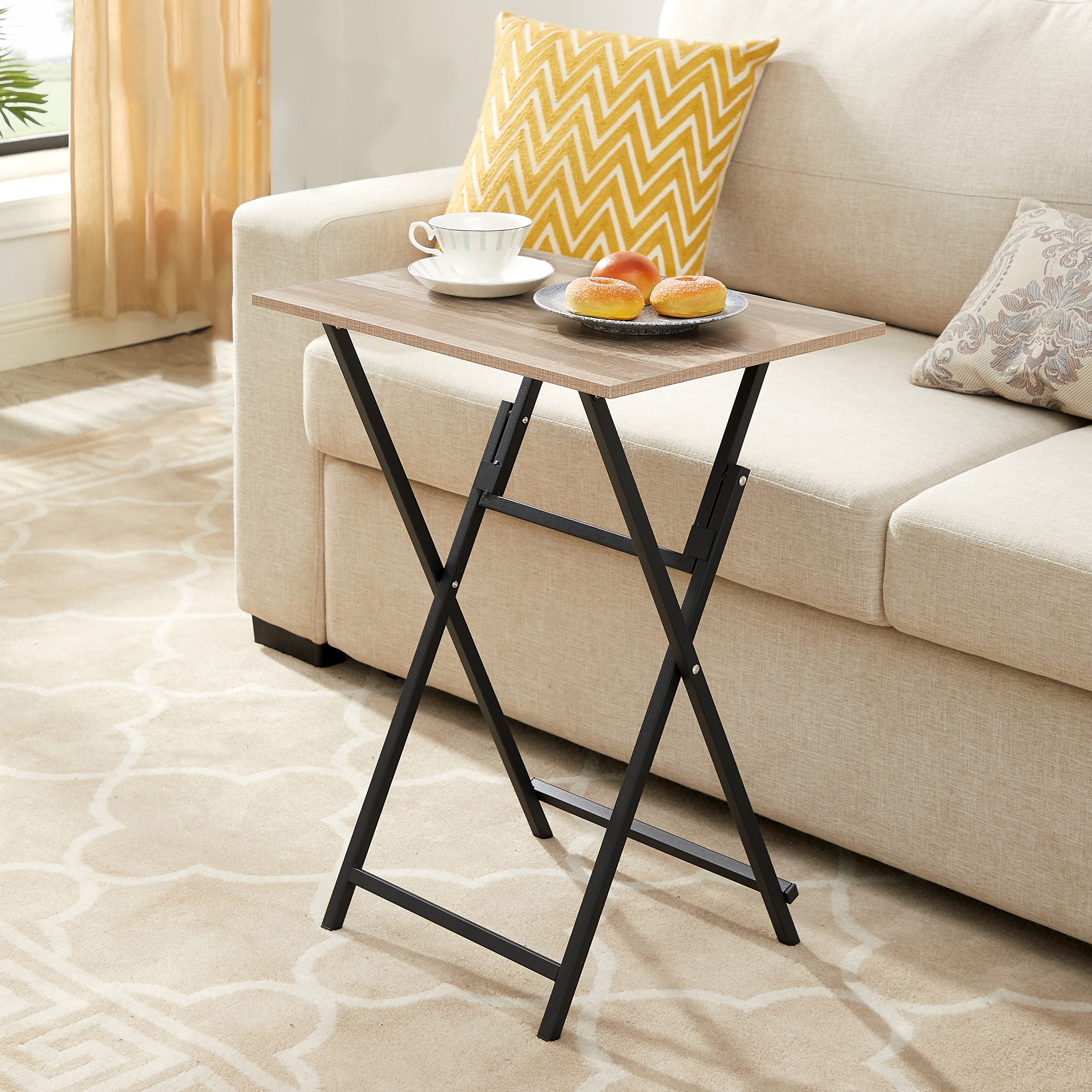 JRHRXXY Set of 2 Folding TV Tray Tables Sturdy Portable for Couch No Assembly Walmart