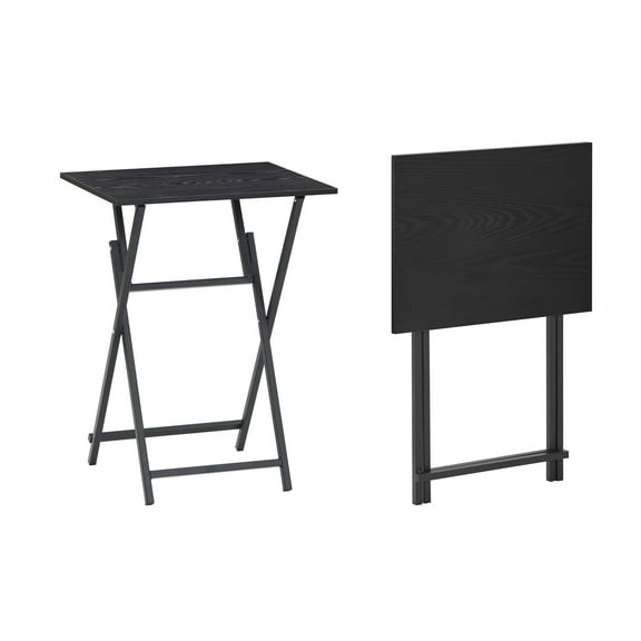 JRHRXXY Folding TV Tray Table Set of 2,Black Foldable Side Table,Portable Snack Table,No Assembly