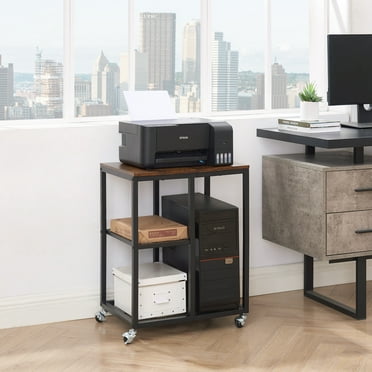 JRHRXXY Printer Stand Mobile Collection Multifunctional Storage Shelf, Brown + Black