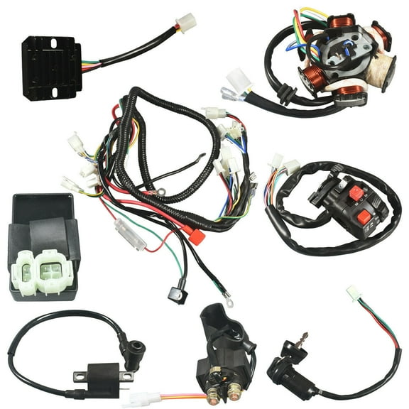 JRL 150CC GY6 Wiring Harness Wire Loom Stator CDI Switch Electrics Assembly For 4-Stroke Engine 150CC 125CC Go Kart ATV Scooter Buggy