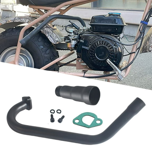 JRL 3 Stage Exhaust Header Pipe For Coleman Powersports CT200U BT200X CT200u-ex,212cc 196cc/6.5HP Go Kart and Gas Mini Bike Black