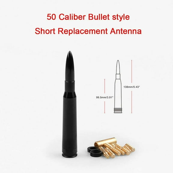 JRL 50 Caliber Bullet Style Short Replacement Antenna in Anodized Black Color for Ford F150 F250 F350 F450 F550 F650 1997-2019