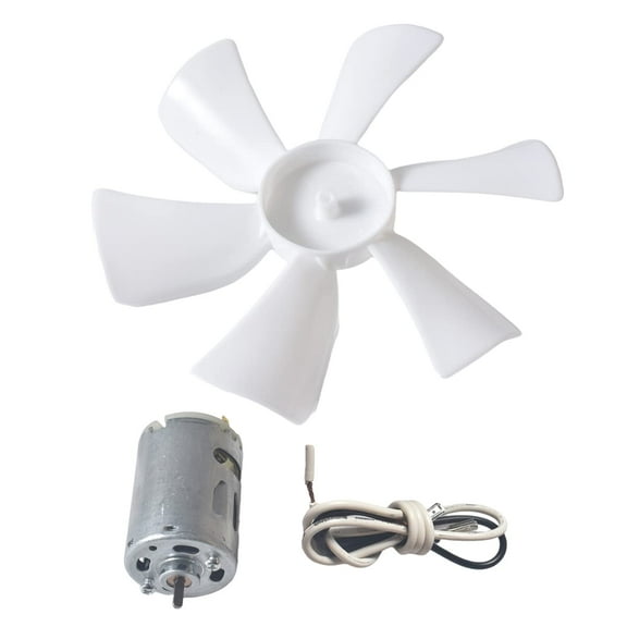 JRL 6" RV Vent Fan Blade Replacement White RV Vent Fan Blade with 12V D-Shaft RV Vent Motor for RV Roof Bathroom, Compatible with Heng's, Elixir, Ventline, Jensen RV for RV Roof Celling Bathroom