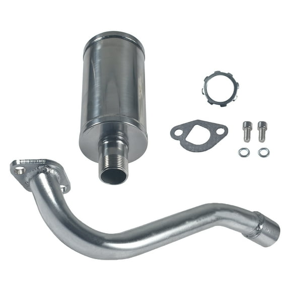 JRL New Silver Center Rear Exhaust Muffler for Predator 196cc 212cc Go Kart GX160 GX200 with Gasket Screws