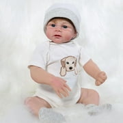 JRLCGYP 18 inch Realistic Reborn Baby Dolls Boy, Hand-Painted Open Eyes Soft Vinyl Newborn Girl Doll, Real Life Doll Toy Gift Set for Kids Age 3+