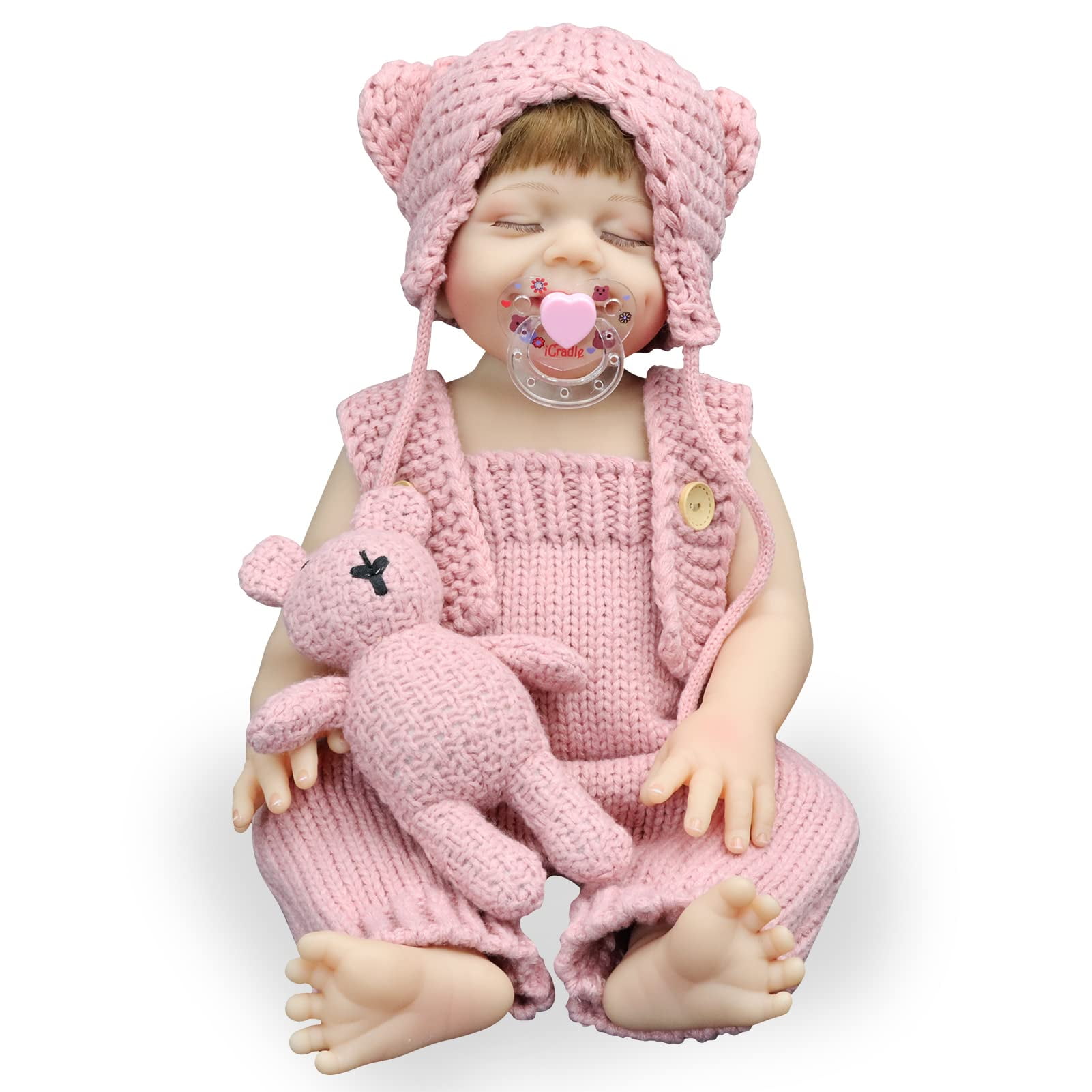 JRLCGYP Reborn Baby Dolls - 20" Realistic Full Body Silicone Baby Girl with Dimples, Newborn Sleeping Smile, Christmas Gift Set for Kids 3+