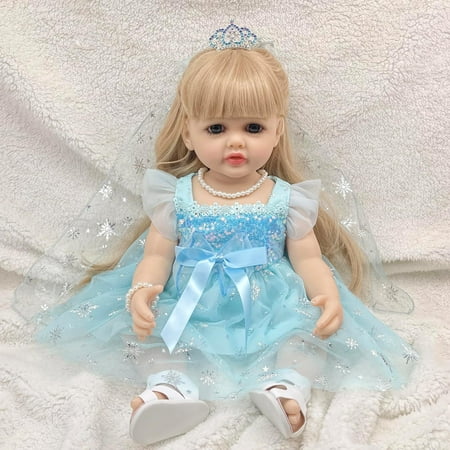 JRLCGYP Reborn Baby Dolls Silicone Full Body for Gilrs 22 Inch Realistic Baby Dolls Girl Lifelike Newborn Babe Girl Weighted Soft Toy Birthday Gift Set for Over 3 Year Old