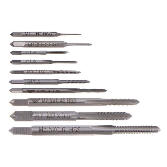 JROCHE 10Pcs M1 To M3.5 Machine Hand Tap Set HSS Thread Wire Tapping Threading Taps