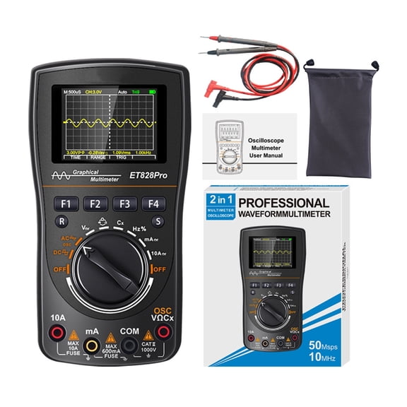 JROCHE 2 In 1 Oscilloscope And Digital Multimeter 6000 Counts 2.4 Inch Color Screen