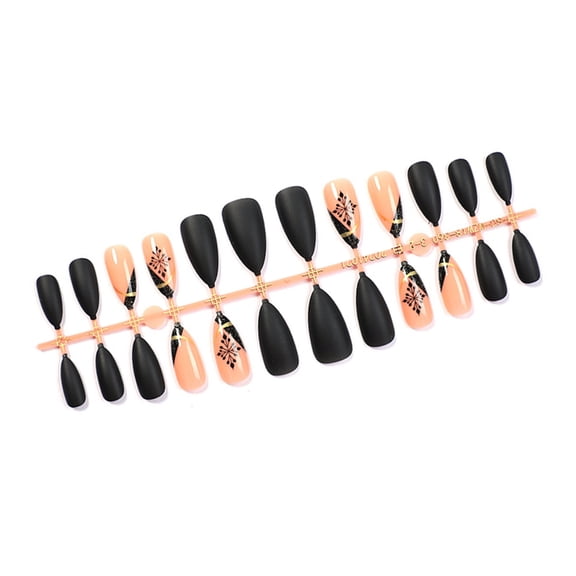 JROCHE 24 Pcs Snowflake False Nail Winter Full Cover Stick on Nail Christmas Press On Nail Winter Artificial Nail