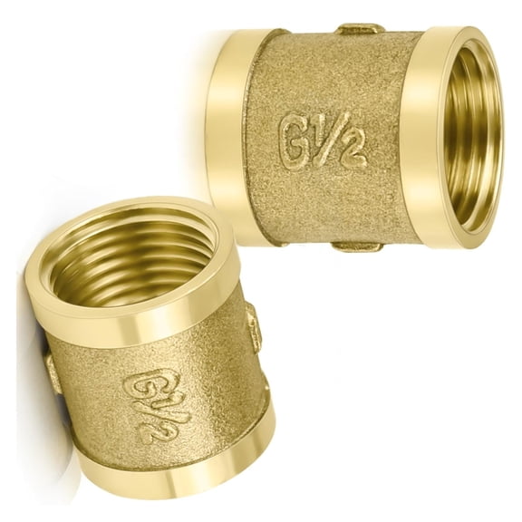 JROCHE 2Pcs Resistant Copper Sleeve Adapters Pipe Couplers G1/2Inch Internal Threaded for Secure Plumbing Joints